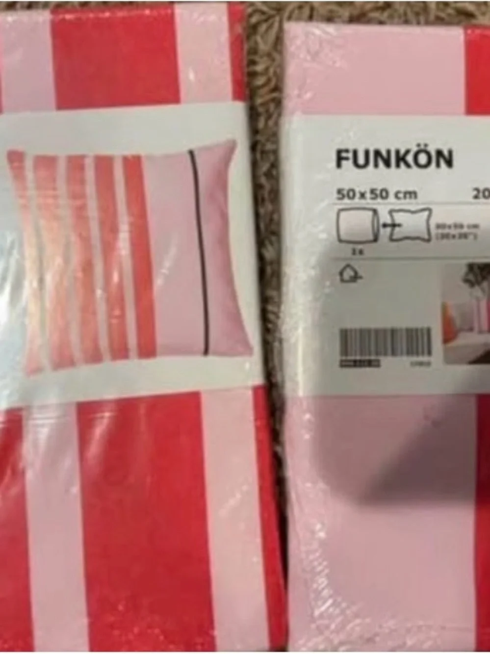 IKEA Funkön Pink and Red Striped Accent Pillow Cover